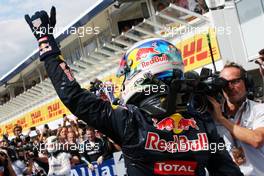 Daniel Ricciardo (AUS) Red Bull Racing celebrates his second position in parc ferme. 31.07.2016. Formula 1 World Championship, Rd 12, German Grand Prix, Hockenheim, Germany, Race Day.