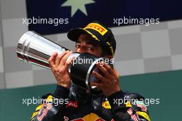 Daniel Ricciardo (AUS) Red Bull Racing celebrates his second position on the podium. 31.07.2016. Formula 1 World Championship, Rd 12, German Grand Prix, Hockenheim, Germany, Race Day.