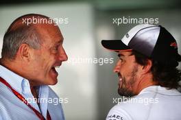 (L to R): Ron Dennis (GBR) McLaren Executive Chairman with Fernando Alonso (ESP) McLaren. 30.07.2016. Formula 1 World Championship, Rd 12, German Grand Prix, Hockenheim, Germany, Qualifying Day.