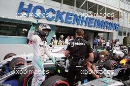 Nico Rosberg (GER) Mercedes AMG F1 celebrates his pole position in parc ferme. 30.07.2016. Formula 1 World Championship, Rd 12, German Grand Prix, Hockenheim, Germany, Qualifying Day.