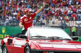 Sebastian Vettel (GER) Ferrari on the drivers parade. 31.07.2016. Formula 1 World Championship, Rd 12, German Grand Prix, Hockenheim, Germany, Race Day.