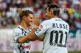 Miroslav Klose (GER) football player and Mick Schumacher (GER) Prema Powerteam 27.07.2016. Formula 1 World Championship, Rd 12, German Grand Prix, Mainz, Germany, Football match Champions for charity.