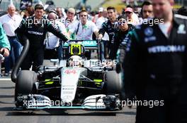 Lewis Hamilton (GBR) Mercedes AMG F1 W07 Hybrid on the grid. 24.07.2016. Formula 1 World Championship, Rd 11, Hungarian Grand Prix, Budapest, Hungary, Race Day.