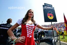 Grid girl for Nico Rosberg (GER) Mercedes AMG F1. 24.07.2016. Formula 1 World Championship, Rd 11, Hungarian Grand Prix, Budapest, Hungary, Race Day.