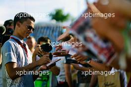 Pascal Wehrlein (GER) Manor Racing signs autographs for the fans. 21.07.2016. Formula 1 World Championship, Rd 11, Hungarian Grand Prix, Budapest, Hungary, Preparation Day.