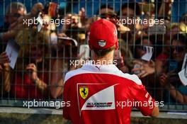 Sebastian Vettel (GER) Ferrari signs autographs for the fans. 21.07.2016. Formula 1 World Championship, Rd 11, Hungarian Grand Prix, Budapest, Hungary, Preparation Day.