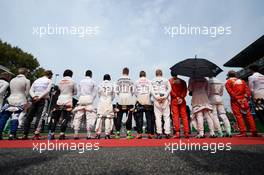 Drivers as the grid observes the national anthem. 04.09.2016. Formula 1 World Championship, Rd 14, Italian Grand Prix, Monza, Italy, Race Day.
