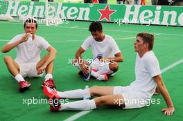 (L to R): Jolyon Palmer (GBR) Renault Sport F1 Team with Daniel Ricciardo (AUS) Red Bull Racing and Max Verstappen (NLD) Red Bull Racing at the charity 5-a-side football match. 01.09.2016. Formula 1 World Championship, Rd 14, Italian Grand Prix, Monza, Italy, Preparation Day.