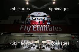 The podium and Haas F1 Team pit garages at night. 07.10.2016. Formula 1 World Championship, Rd 17, Japanese Grand Prix, Suzuka, Japan, Practice Day.