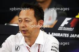 Yusuke Hasegawa (JPN) Head of Honda F1 Programme in the FIA Press Conference. 07.10.2016. Formula 1 World Championship, Rd 17, Japanese Grand Prix, Suzuka, Japan, Practice Day.