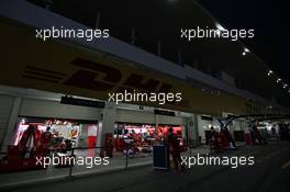 The Ferrari pit garages at night. 07.10.2016. Formula 1 World Championship, Rd 17, Japanese Grand Prix, Suzuka, Japan, Practice Day.