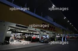 The Mercedes AMG F1 pit garages at night. 07.10.2016. Formula 1 World Championship, Rd 17, Japanese Grand Prix, Suzuka, Japan, Practice Day.