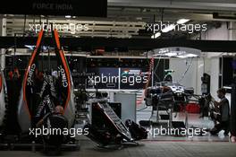The Sahara Force India F1 Team pit garages at night. 07.10.2016. Formula 1 World Championship, Rd 17, Japanese Grand Prix, Suzuka, Japan, Practice Day.