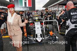 Sergio Perez (MEX) Sahara Force India F1 VJM09 on the grid. 09.10.2016. Formula 1 World Championship, Rd 17, Japanese Grand Prix, Suzuka, Japan, Race Day.