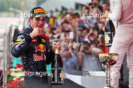 Max Verstappen (NLD) Red Bull Racing celebrates his second position on the podium. 09.10.2016. Formula 1 World Championship, Rd 17, Japanese Grand Prix, Suzuka, Japan, Race Day.