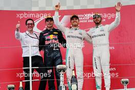 The podium (L to R): Andrew Shovlin (GBR) Mercedes AMG F1 Engineer; Max Verstappen (NLD) Red Bull Racing, second; Nico Rosberg (GER) Mercedes AMG F1, race winner; Lewis Hamilton (GBR) Mercedes AMG F1, third. 09.10.2016. Formula 1 World Championship, Rd 17, Japanese Grand Prix, Suzuka, Japan, Race Day.