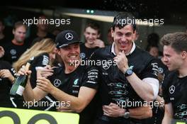 Race winner Nico Rosberg (GER) Mercedes AMG F1 celebrates the Constructors' title with Toto Wolff (GER) Mercedes AMG F1 Shareholder and Executive Director, and the team. 09.10.2016. Formula 1 World Championship, Rd 17, Japanese Grand Prix, Suzuka, Japan, Race Day.