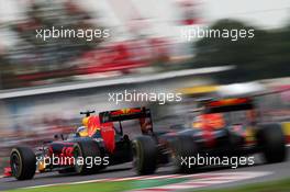 Daniel Ricciardo (AUS) Red Bull Racing RB12 leads team mate Max Verstappen (NLD) Red Bull Racing RB12. 08.10.2016. Formula 1 World Championship, Rd 17, Japanese Grand Prix, Suzuka, Japan, Qualifying Day.