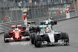 Race winner Lewis Hamilton (GBR) Mercedes AMG F1 W07 Hybrid celebrates at the end of the race. 29.05.2015. Formula 1 World Championship, Rd 6, Monaco Grand Prix, Monte Carlo, Monaco, Race Day.