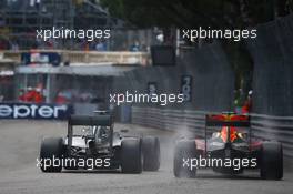 Lewis Hamilton (GBR) Mercedes AMG F1 W07  and Daniel Ricciardo (AUS) Red Bull Racing RB12. 29.05.2015. Formula 1 World Championship, Rd 6, Monaco Grand Prix, Monte Carlo, Monaco, Race Day.