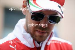 Sebastian Vettel (GER) Ferrari on the drivers parade. 29.05.2015. Formula 1 World Championship, Rd 6, Monaco Grand Prix, Monte Carlo, Monaco, Race Day.
