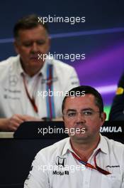 Eric Boullier (FRA) McLaren Racing Director in the FIA Press Conference. 28.10.2016. Formula 1 World Championship, Rd 19, Mexican Grand Prix, Mexico City, Mexico, Practice Day.