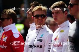 Nico Rosberg (GER) Mercedes AMG F1 as the grid observes the national anthem. 30.10.2016. Formula 1 World Championship, Rd 19, Mexican Grand Prix, Mexico City, Mexico, Race Day.