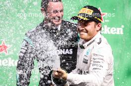 Nico Rosberg (GER) Mercedes AMG F1 celebrates his second position on the podium. 30.10.2016. Formula 1 World Championship, Rd 19, Mexican Grand Prix, Mexico City, Mexico, Race Day.