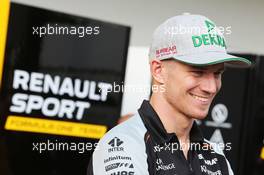Nico Hulkenberg (GER) Sahara Force India F1 with the media. 29.10.2016. Formula 1 World Championship, Rd 19, Mexican Grand Prix, Mexico City, Mexico, Qualifying Day.