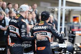 (L to R): Nico Hulkenberg (GER) Sahara Force India F1 and Sergio Perez (MEX) Sahara Force India F1 at a team photograph. 29.10.2016. Formula 1 World Championship, Rd 19, Mexican Grand Prix, Mexico City, Mexico, Qualifying Day.