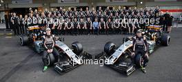 (L to R): Nico Hulkenberg (GER) Sahara Force India F1 and team mate Sergio Perez (MEX) Sahara Force India F1 at a team photograph. 29.10.2016. Formula 1 World Championship, Rd 19, Mexican Grand Prix, Mexico City, Mexico, Qualifying Day.