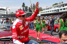 Kimi Raikkonen (FIN) Ferrari on the drivers parade. 30.10.2016. Formula 1 World Championship, Rd 19, Mexican Grand Prix, Mexico City, Mexico, Race Day.
