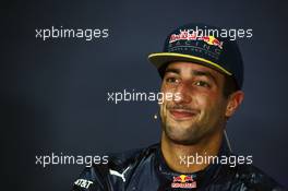 Race winner Daniel Ricciardo (AUS) Red Bull Racing in the FIA Press Conference. 02.10.2016. Formula 1 World Championship, Rd 16, Malaysian Grand Prix, Sepang, Malaysia, Sunday.