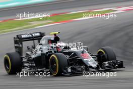 Jenson Button (GBR) McLaren MP4-31. 01.10.2016. Formula 1 World Championship, Rd 16, Malaysian Grand Prix, Sepang, Malaysia, Saturday.