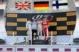 The podium (L to R): Lewis Hamilton (GBR) Mercedes AMG F1, second; Nico Rosberg (GER) Mercedes AMG F1, race winner; Kimi Raikkonen (FIN) Ferrari, third. 01.05.2016. Formula 1 World Championship, Rd 4, Russian Grand Prix, Sochi Autodrom, Sochi, Russia, Race Day.