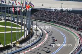 Valtteri Bottas (FIN) Williams FW38 leads Kimi Raikkonen (FIN) Ferrari SF16-H and Lewis Hamilton (GBR) Mercedes AMG F1 W07 Hybrid. 01.05.2016. Formula 1 World Championship, Rd 4, Russian Grand Prix, Sochi Autodrom, Sochi, Russia, Race Day.