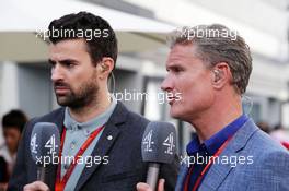 (L to R): Steve Jones (GBR) Channel 4 F1 Presenter with David Coulthard (GBR) Red Bull Racing and Scuderia Toro Advisor / Channel 4 F1 Commentator. 30.04.2016. Formula 1 World Championship, Rd 4, Russian Grand Prix, Sochi Autodrom, Sochi, Russia, Qualifying Day.