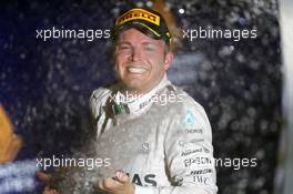 Race winner Nico Rosberg (GER) Mercedes AMG F1 celebrates on the podium. 18.09.2016. Formula 1 World Championship, Rd 15, Singapore Grand Prix, Marina Bay Street Circuit, Singapore, Race Day.