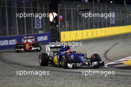 Felipe Nasr (BRA) Sauber C35. 18.09.2016. Formula 1 World Championship, Rd 15, Singapore Grand Prix, Marina Bay Street Circuit, Singapore, Race Day.