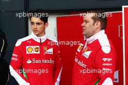 (L to R): Charles Leclerc (MON) Ferrari Test Driver with Dave Greenwood (GBR) Ferrari Race Engineer. 12.07.2016. Formula One In-Season Testing, Day One, Silverstone, England. Tuesday.