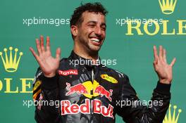 Daniel Ricciardo (AUS) Red Bull Racing RB12 celebrates his third position on the podium. 23.10.2016. Formula 1 World Championship, Rd 18, United States Grand Prix, Austin, Texas, USA, Race Day.