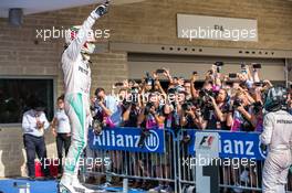 Race winner Lewis Hamilton (GBR) Mercedes AMG F1 celebrates in parc ferme. 23.10.2016. Formula 1 World Championship, Rd 18, United States Grand Prix, Austin, Texas, USA, Race Day.