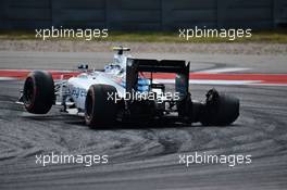 Valtteri Bottas (FIN) Williams FW38 with a puncture. 23.10.2016. Formula 1 World Championship, Rd 18, United States Grand Prix, Austin, Texas, USA, Race Day.