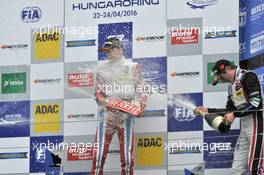 Podium, Ralf Aron (EST) Prema Powerteam Dallara F312 – Mercedes-Benz, Joel Eriksson (SWE) Motopark Dallara F312 – Volkswagen,  22.04.2016. FIA F3 European Championship 2016, Round 2, Race 1, Hungaroring, Hungary