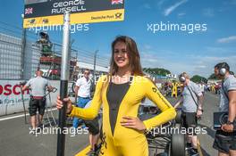 grid girl, George Russell (GBR) HitechGP Dallara F312 - Mercedes-Benz,  25.06.2016. FIA F3 European Championship 2016, Round 5, Race 1, Norisring, Germany