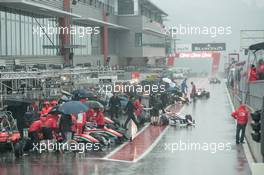 Rain, pit lane,  28.07.2016. FIA F3 European Championship 2016, Round 7, Qualifying, Spa, Belgium