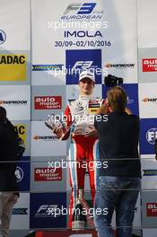 Rookie Podium: Ralf Aron (EST) Prema Powerteam Dallara F312 – Mercedes-Benz.  02.10.2016. FIA F3 European Championship 2016, Round 9, Race 3, Imola, Italy