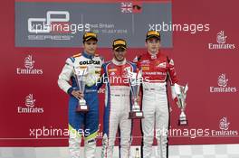 Race 2, 1st position Antonio Fuoco (ITA) Trident, 2nd position Alex Palou (ESP) Campos Racing and 3rd position Charles Leclerc (MON) ART Grand Prix 10.07.2016. GP3 Series, Rd 3, Silverstone, England, Sunday.