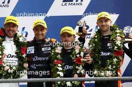 Podium LMP2: second place #26 G-Drive Racing Oreca 05 Nissan: Roman Rusinov, Will Stevens, René Rast.  19.06.2015. Le Mans 24 Hour, Race, Le Mans, France.