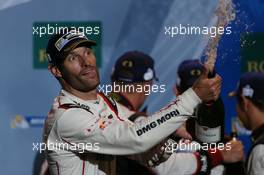 Race winner Mark Webber #01 Porsche Team Porsche 919 Hybrid celebrates on the podium. 17.09.2016. FIA World Endurance Championship, Rd 6, 6 Hours of Circuit of the Americas, Austin, Texas, USA.